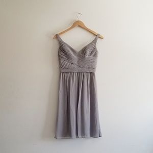 Gray David's bridal short chiffon bridesmaid dress